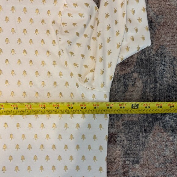 The Talbots Tee Women's Plus Mini Evergreens Turtleneck Shirt Top 2X Cream/Gold - Picture 7 of 9